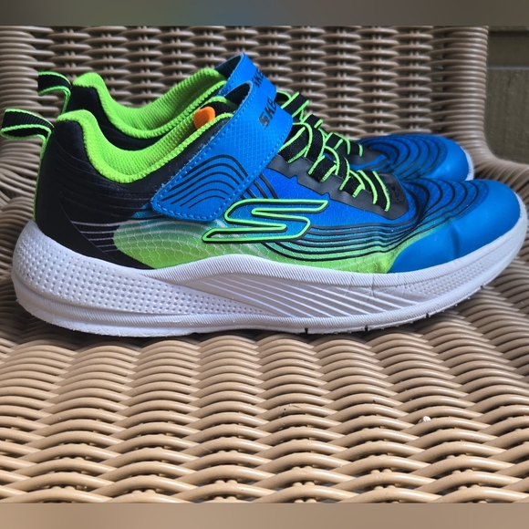 Skechers Kids Blue and Neon Green Sneakers - Picture 4 of 6